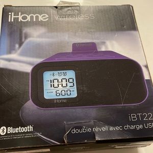 iHome Purple Bluetooth speaker w/dual alarm